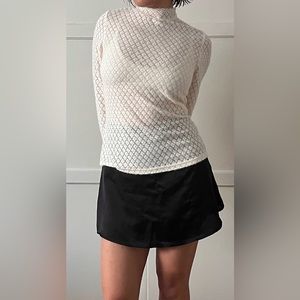 Sheer Lace Pattern Turtleneck